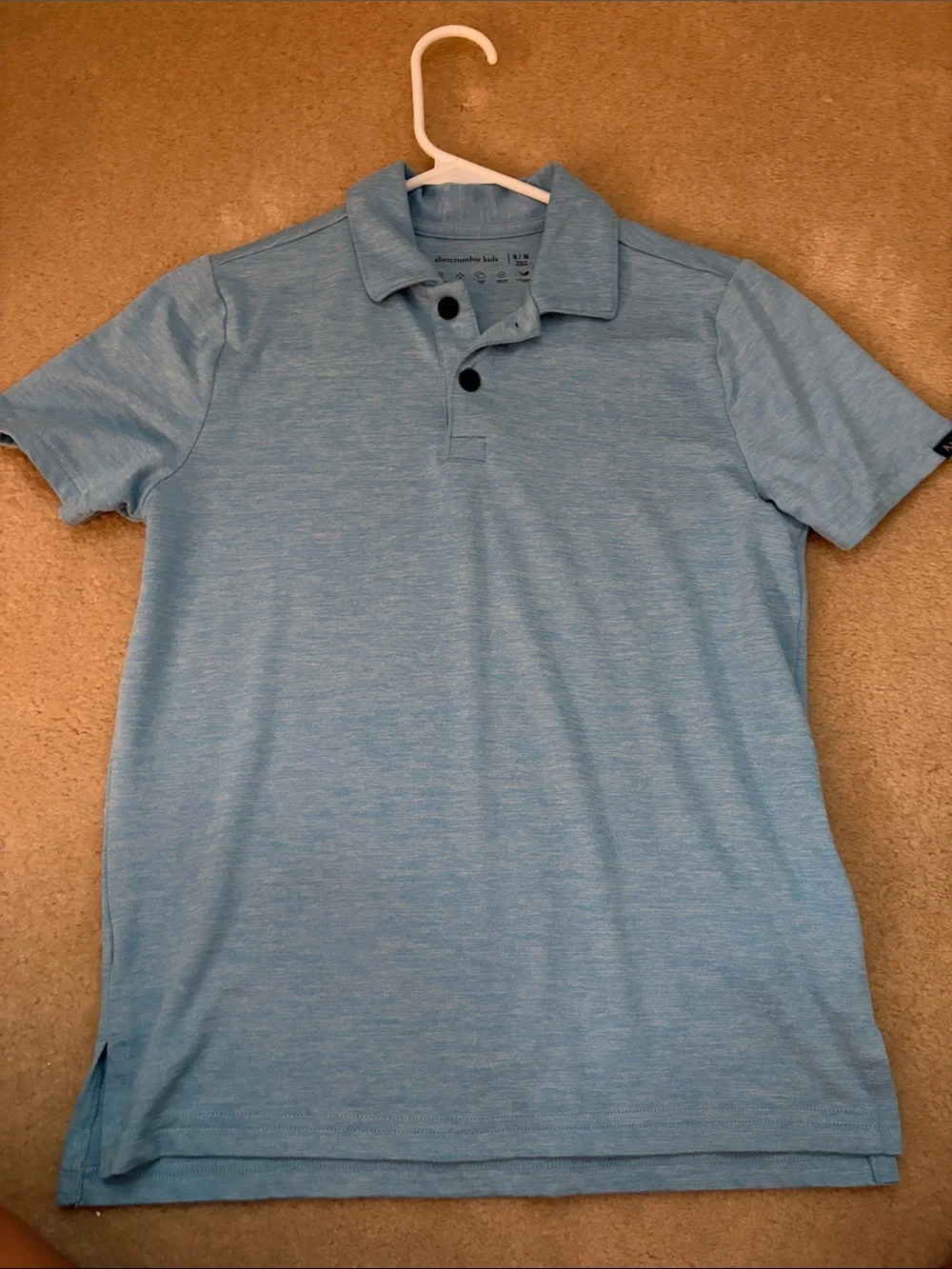 abercrombie kids heather light blue polo shirt